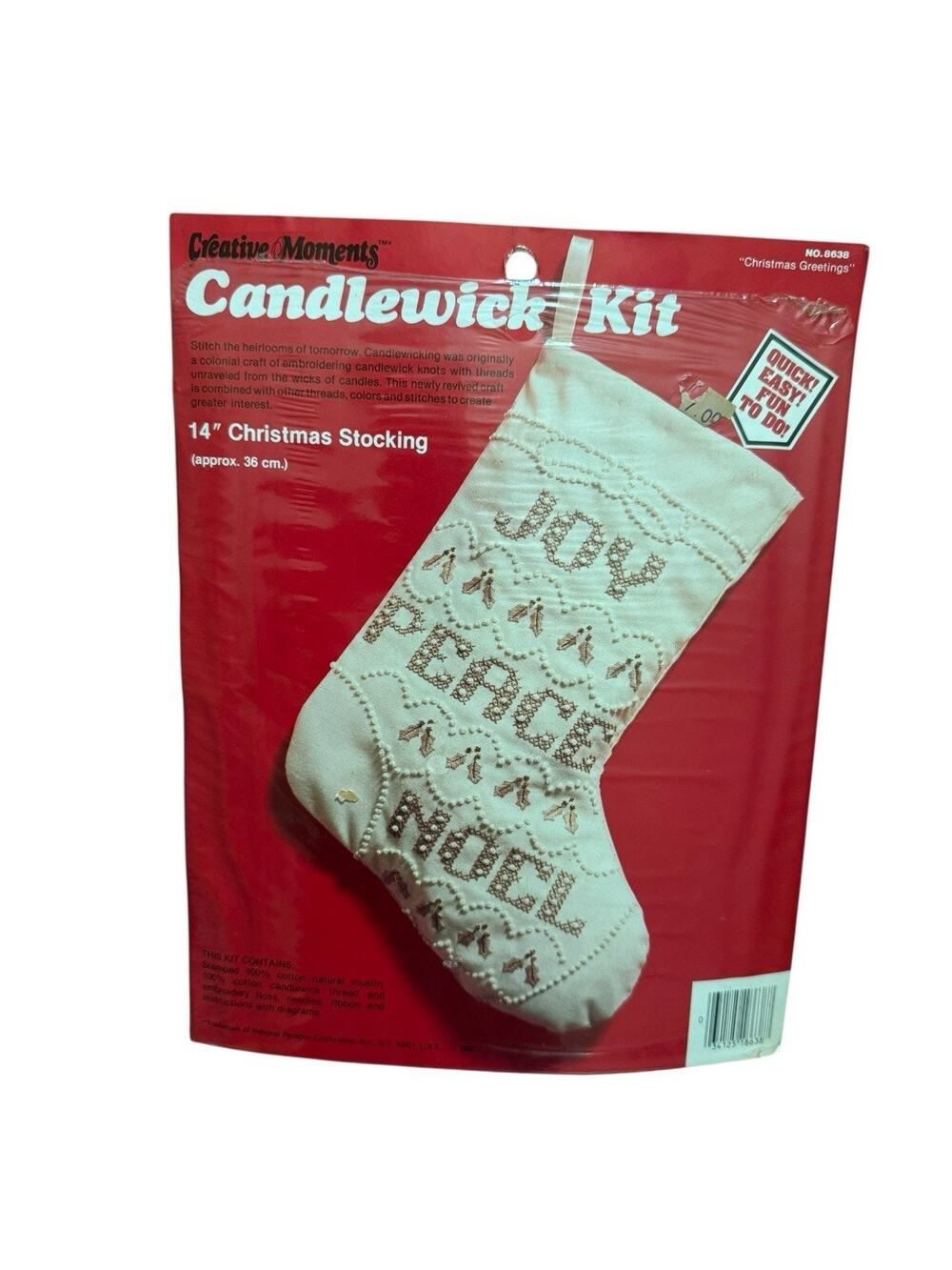 Creative Moments Candlewick Kit No. 8638 Christmas Greetings 14" Stocking